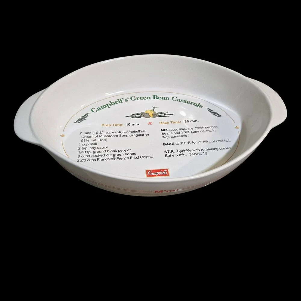 Campbells Green Bean Casserole Baking Dish 2006 Oval Recipe Baker Large 16x11